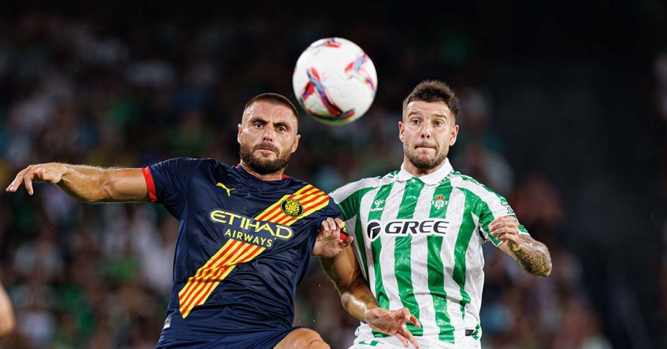 David Lopez, Aitor Ruibal  during LaLiga EASPORTS game between teams of Real Betis Balompie and Girona FC at Estadio Benito Villamarin (Maciej Rogowski)