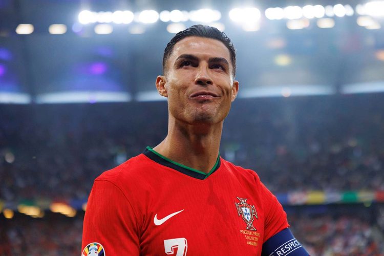 Cristiano Ronaldo  seen during UEFA Euro 2024 game between national teams of Portugal and France at Volksparkstadium, Hamburg, Germany (Maciej Rogowski)